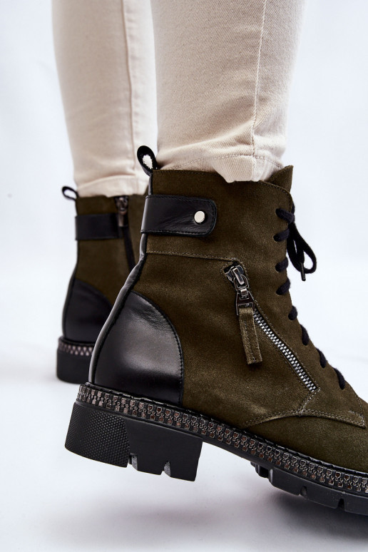 zamšādas siltināti Sieviešu puszābaki Laura Messi 2508 Zaļas krāsas