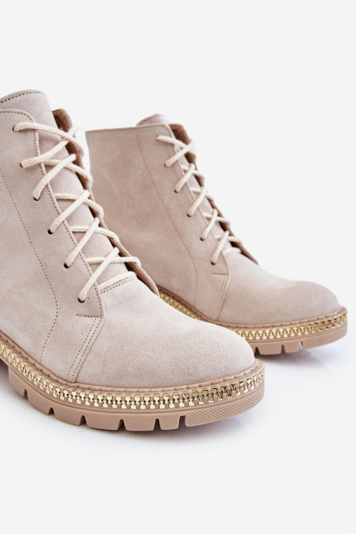 Sieviešu puszābaki ar platiem papēžiem  Shoes 3285 Ziloņkaula krāsas