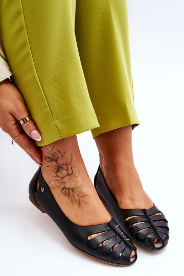 Ērtas dabīgās ādas balerīnas  Melns Lemar Luka 2