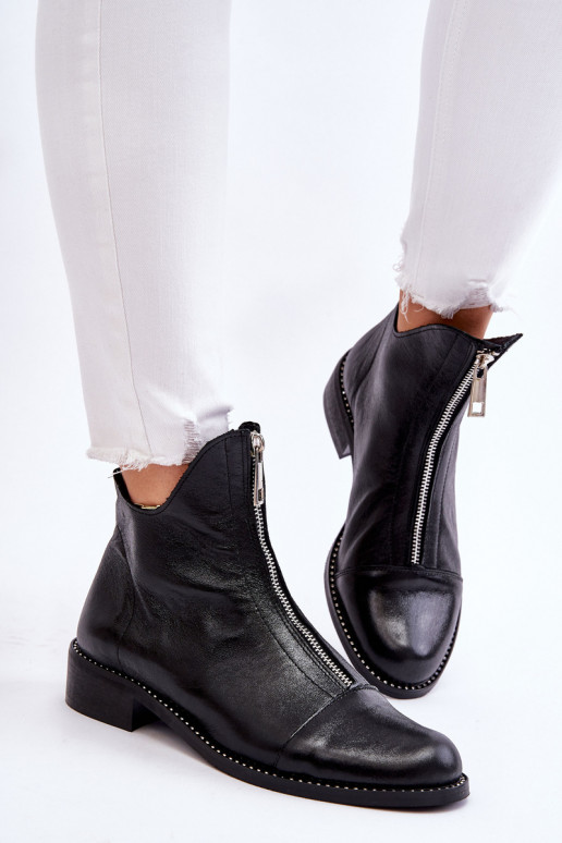 sieviešu zābaki ar rāvējslēdzējiem Nicole 2785/037 Melns