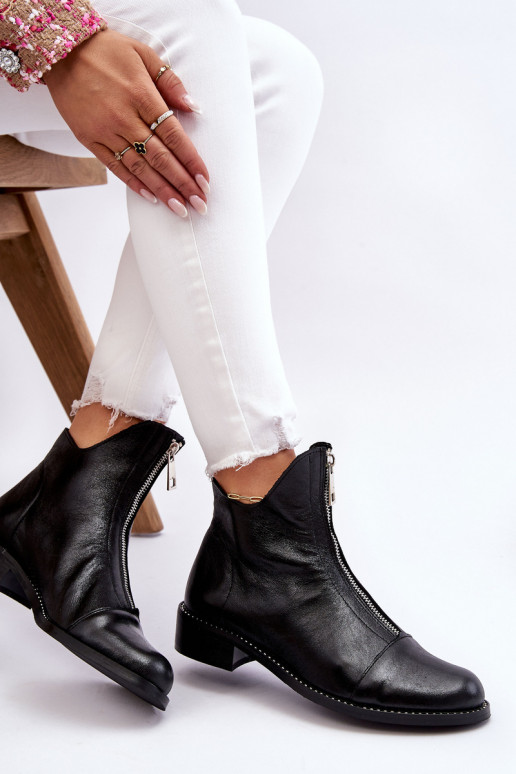 sieviešu zābaki ar rāvējslēdzējiem Nicole 2785/037 Melns