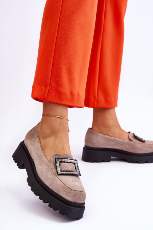 Zamšādas mokasīni smilšu krāsas Agathe  Zamšādas mokasīni smilšu krāsas Agathe