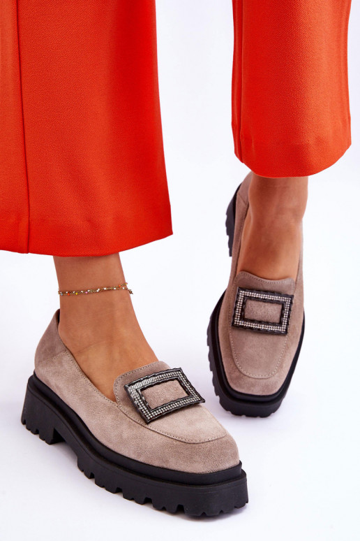 Zamšādas mokasīni smilšu krāsas Agathe  Zamšādas mokasīni smilšu krāsas Agathe