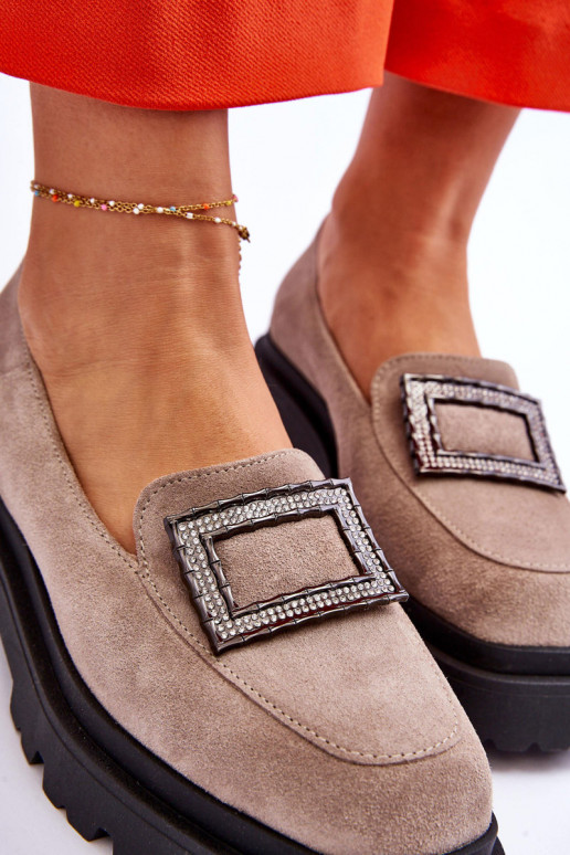 Zamšādas mokasīni smilšu krāsas Agathe  Zamšādas mokasīni smilšu krāsas Agathe