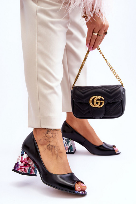 Kurpes ar dekorētiem papēžiem  Shoes 2608/K Melns   Kurpes ar dekorētiem papēžiem  Shoes 2608/K Melns