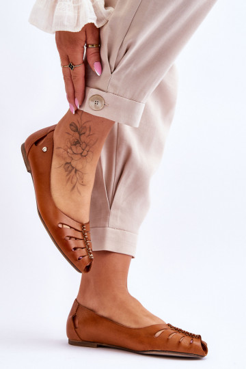 Zazoo 10009 Ērtas dabīgās ādas balerīnas  brūnas krāsas 2