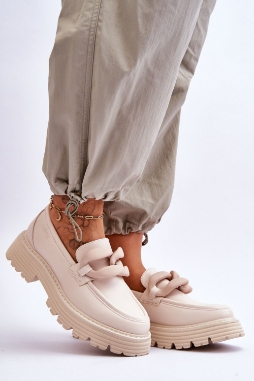 Mokasīni apavi Big Star LL274581 smilšu krāsas   Mokasīni apavi Big Star LL274581 smilšu krāsas