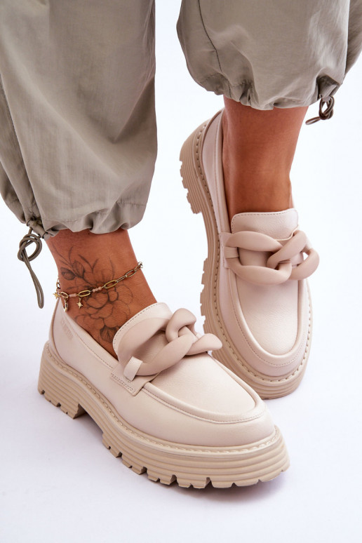 Mokasīni apavi Big Star LL274581 smilšu krāsas   Mokasīni apavi Big Star LL274581 smilšu krāsas