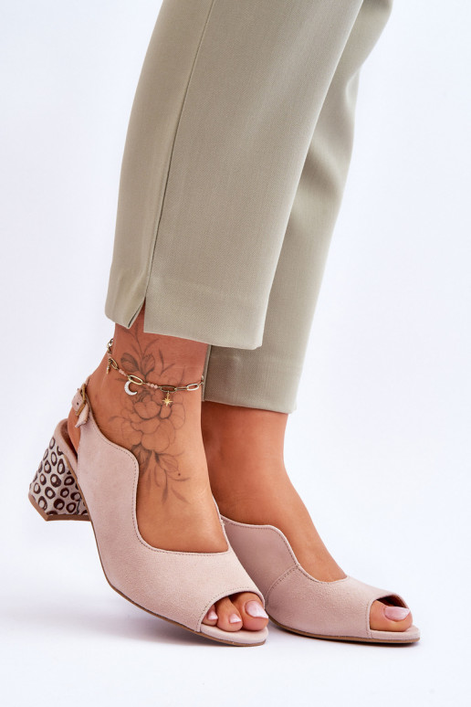 Zamšādas basenes ar papēdi  05870-04 smilšu krāsas  Zamšādas basenes ar papēdi  05870-04 smilšu krāsas