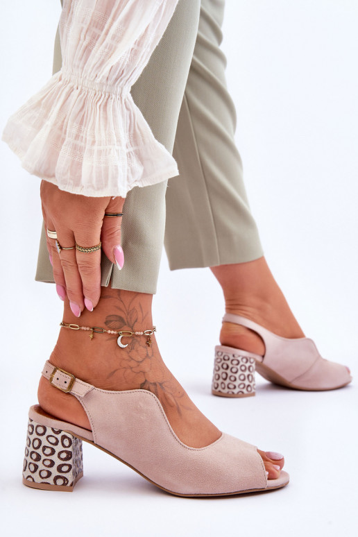 Zamšādas basenes ar papēdi  05870-04 smilšu krāsas  Zamšādas basenes ar papēdi  05870-04 smilšu krāsas