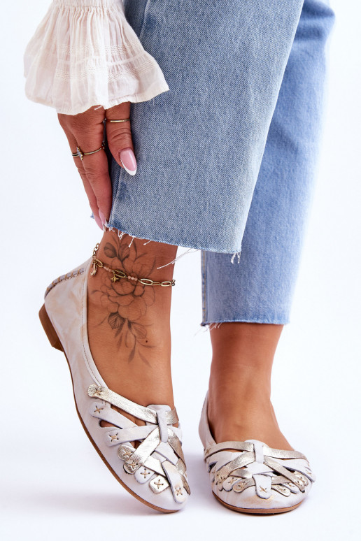 Balerīnas   01358-22 smilšu krāsas-Zelta krāsas  Balerīnas   01358-22 smilšu krāsas-Zelta krāsas