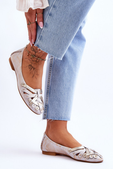 Balerīnas   01358-22 smilšu krāsas-Zelta krāsas 2