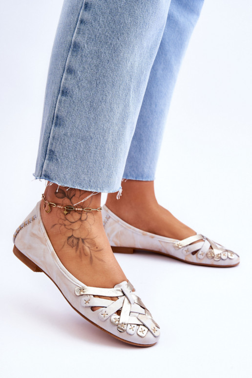 Balerīnas   01358-22 smilšu krāsas-Zelta krāsas  Balerīnas   01358-22 smilšu krāsas-Zelta krāsas