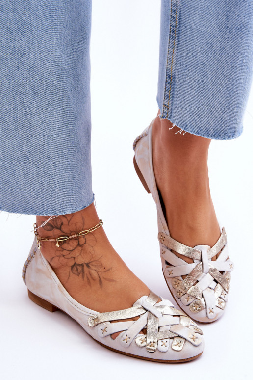 Balerīnas   01358-22 smilšu krāsas-Zelta krāsas  Balerīnas   01358-22 smilšu krāsas-Zelta krāsas