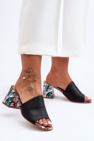  Čibas no dabīgas ādas ar papēdi  Shoes 3209/K Melns