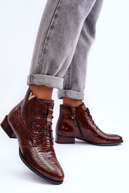 Sieviešu puszābaki no dabīgas ādas  5743C-02 brūnas krāsas