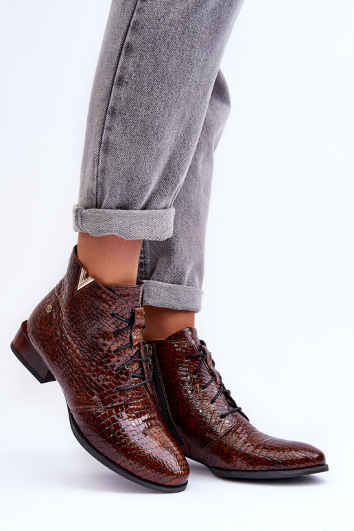 Sieviešu puszābaki no dabīgas ādas  5743C-02 brūnas krāsas