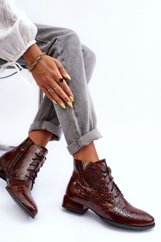 Sieviešu puszābaki no dabīgas ādas  5743C-02 brūnas krāsas