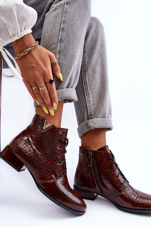 Sieviešu puszābaki no dabīgas ādas  5743C-02 brūnas krāsas