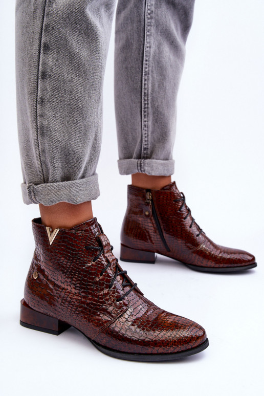 Sieviešu puszābaki no dabīgas ādas  5743C-02 brūnas krāsas