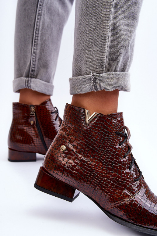 Sieviešu puszābaki no dabīgas ādas  5743C-02 brūnas krāsas