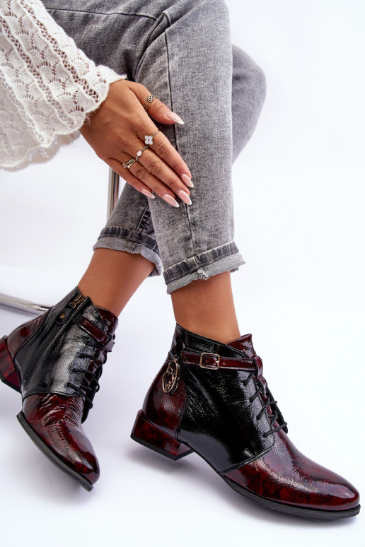 Sieviešu puszābaki no dabīgas ādas   5743A-23 bordo krāsas