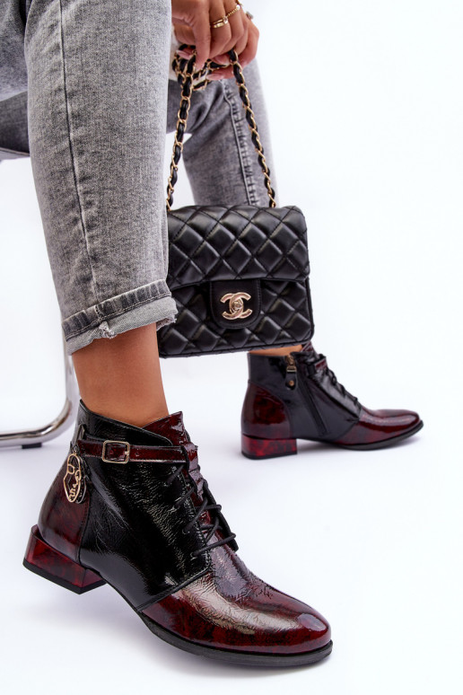 Sieviešu puszābaki no dabīgas ādas   5743A-23 bordo krāsas