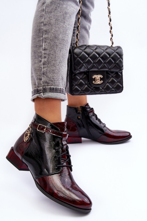 Sieviešu puszābaki no dabīgas ādas   5743A-23 bordo krāsas