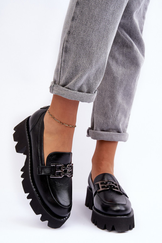 apavi Mokasīni ar ornamentiem Laura Messi 2699 Melns    apavi Mokasīni ar ornamentiem Laura Messi 2699 Melns