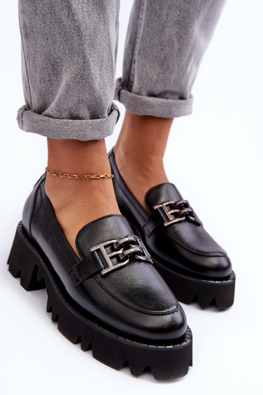 apavi Mokasīni ar ornamentiem Laura Messi 2699 Melns    apavi Mokasīni ar ornamentiem Laura Messi 2699 Melns