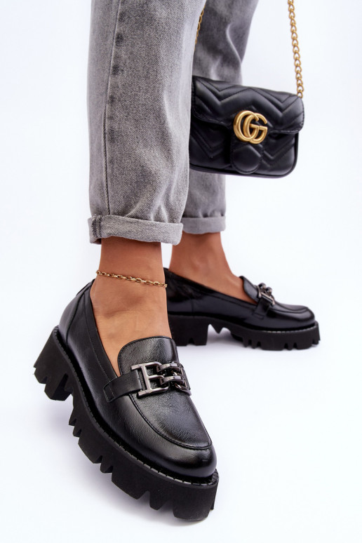 apavi Mokasīni ar ornamentiem Laura Messi 2699 Melns    apavi Mokasīni ar ornamentiem Laura Messi 2699 Melns