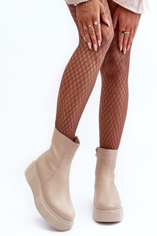 Sieviešu puszābaki no dabīgas ādas ar platformu smilšu krāsas Lemar Jenefer