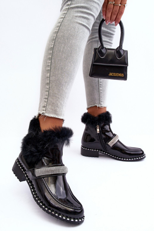  Sieviešu puszābaki Laque ar kažokādu  S.Barski MR870-74 Melns