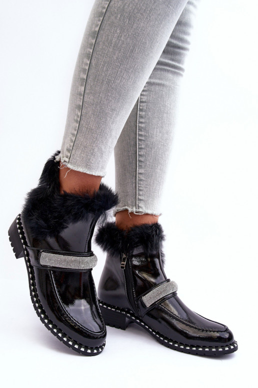  Sieviešu puszābaki Laque ar kažokādu  S.Barski MR870-74 Melns