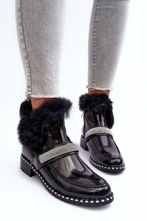  Sieviešu puszābaki Laque ar kažokādu  S.Barski MR870-74 Melns