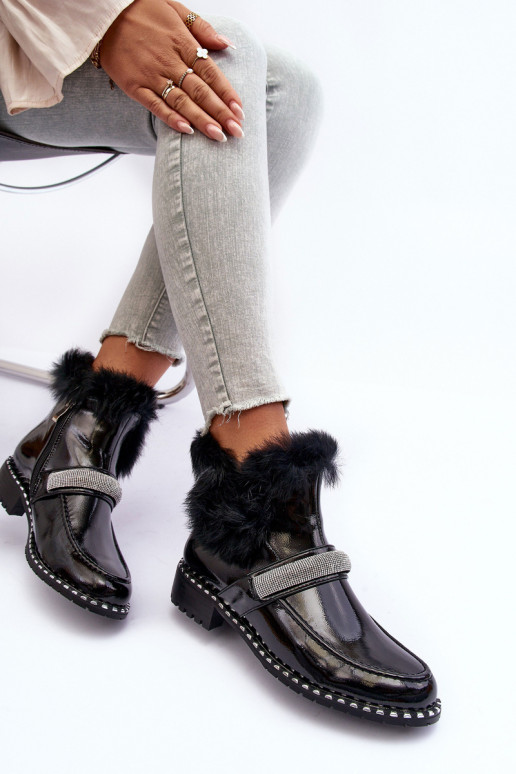  Sieviešu puszābaki Laque ar kažokādu  S.Barski MR870-74 Melns