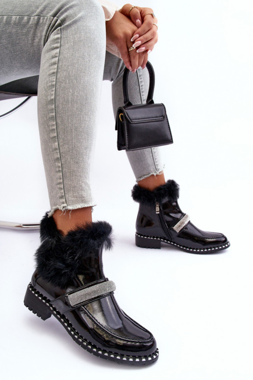  Sieviešu puszābaki Laque ar kažokādu  S.Barski MR870-74 Melns