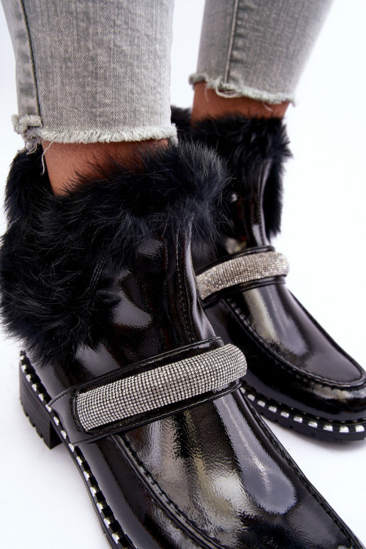  Sieviešu puszābaki Laque ar kažokādu  S.Barski MR870-74 Melns