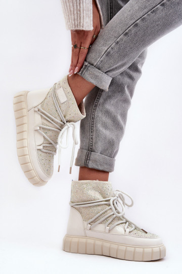 siltināti sniega apavi Dekorētas  GOE MM2N4081 smilšu krāsas 2