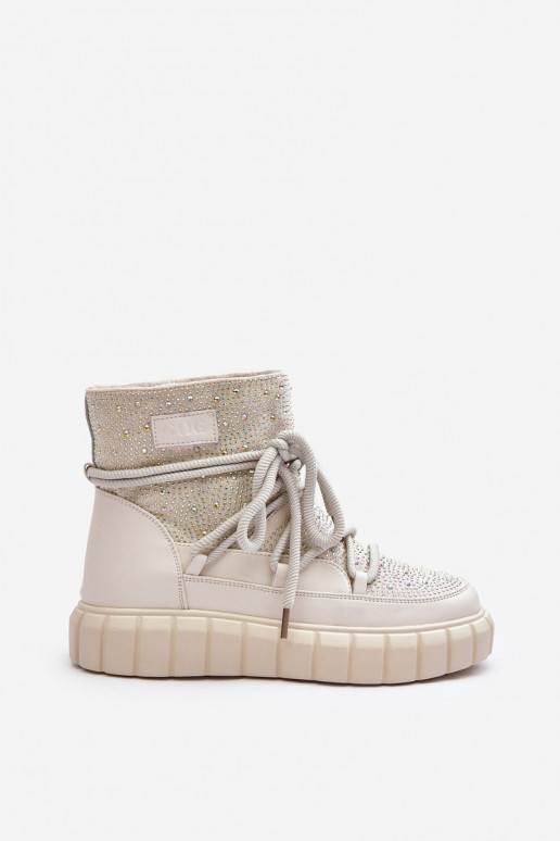 siltināti sniega apavi Dekorētas  GOE MM2N4081 smilšu krāsas