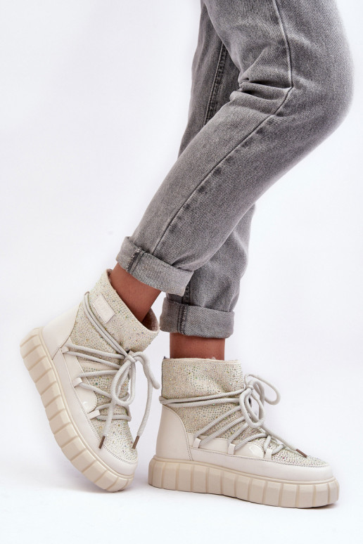 siltināti sniega apavi Dekorētas  GOE MM2N4081 smilšu krāsas