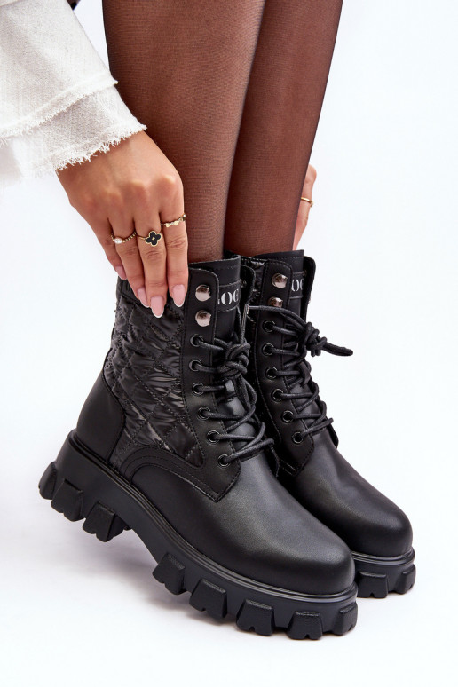 sieviešu zābaki zābaki ar platiem papēžiem GOE MM2N4021 Melns