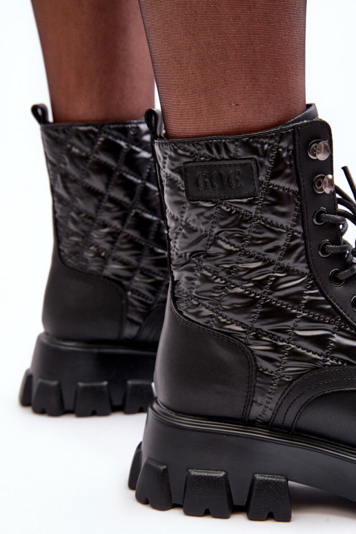 sieviešu zābaki zābaki ar platiem papēžiem GOE MM2N4021 Melns