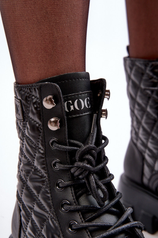 sieviešu zābaki zābaki ar platiem papēžiem GOE MM2N4021 Melns