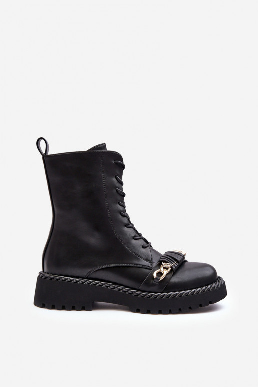 Sieviešu puszābaki no dabīgas ādas zābaki ar ornamentiem Melns S.Barski MR870-68