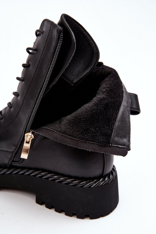 Sieviešu puszābaki no dabīgas ādas zābaki ar ornamentiem Melns S.Barski MR870-68