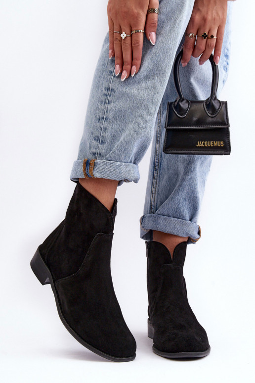 Zamšādas kurpes  ar rāvējslēdzējiem Melns Nicole 2829