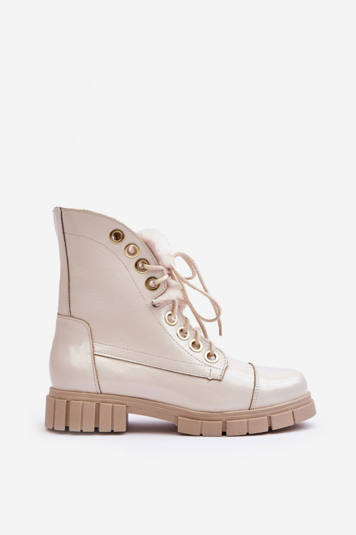 sieviešu zābaki  ar kažokādu Ziloņkaula krāsas  3296