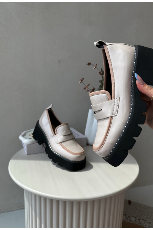 Sieviešu ādas mokasīni D&A MR870-32 smilšu krāsā
