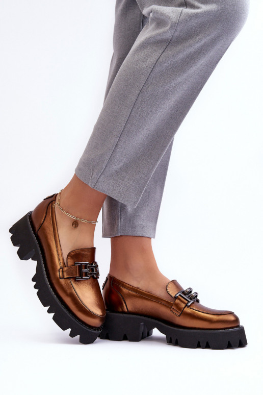 apavi Mokasīni ar ornamentiem Laura Messi 2699 Zelta krāsas    apavi Mokasīni ar ornamentiem Laura Messi 2699 Zelta krāsas